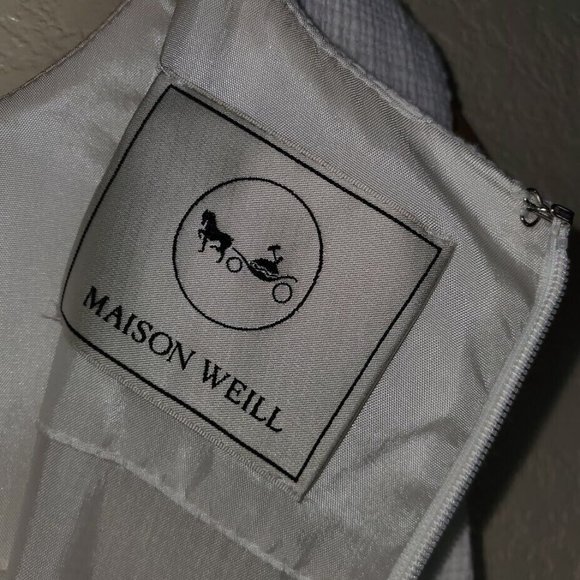 $580 NEW! Maison Weill Retro Ivory Black Houndstooth Prom Cocktail Formal EU36 - Picture 6 of 7